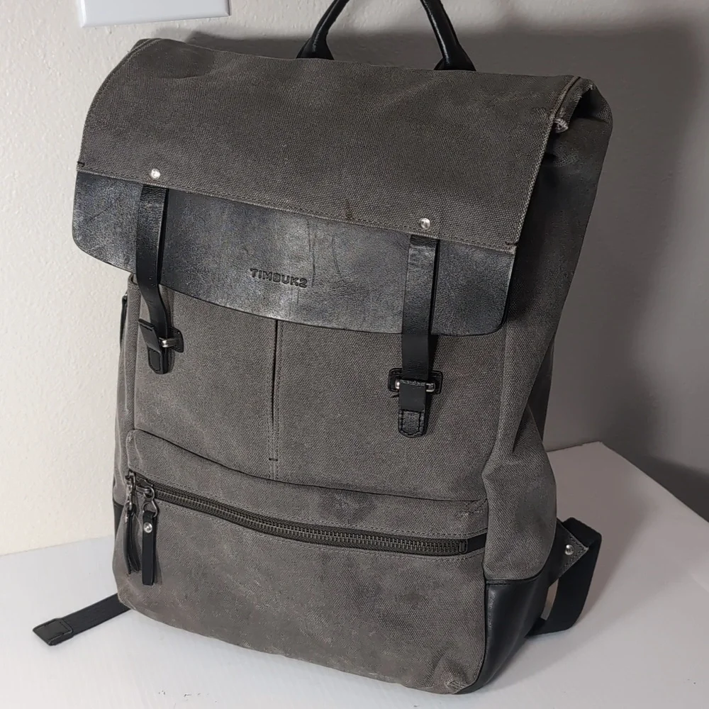 Timbuk2 Charcoal and Black Men's Backpack Trailer Casual Leather Canvas